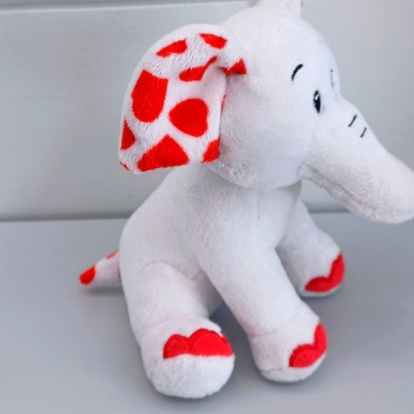 -RBI RON BANAFATO White ELEPHANT With Red HEART EARS Lovey Valentine's PLUSH 7โ - Picture 5 of 10
